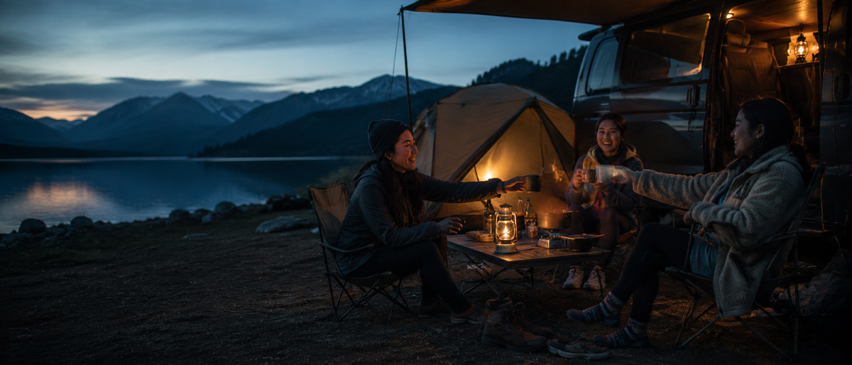 FAYCAI G7 Pro portable compressor air conditioner at an outdoor vehicle campsite